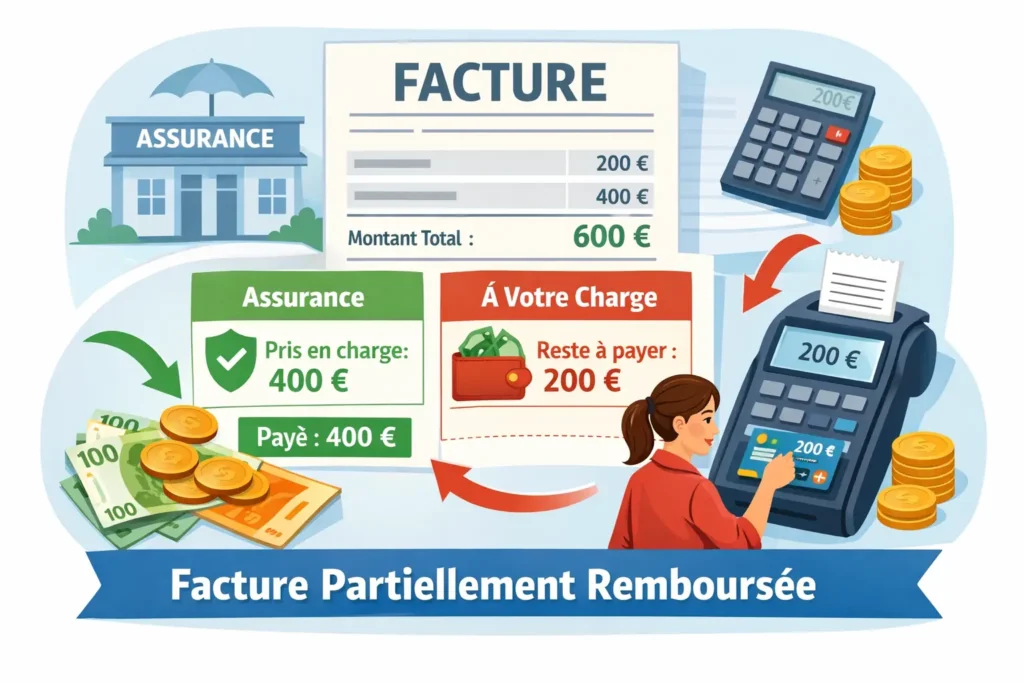 facture partiellement prise en charge par un tiers