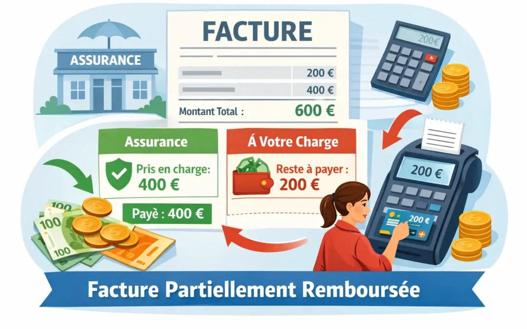 Cas n°4 : Comment gérer une facture partiellement prise en charge par un tiers (ex: assurance) ?